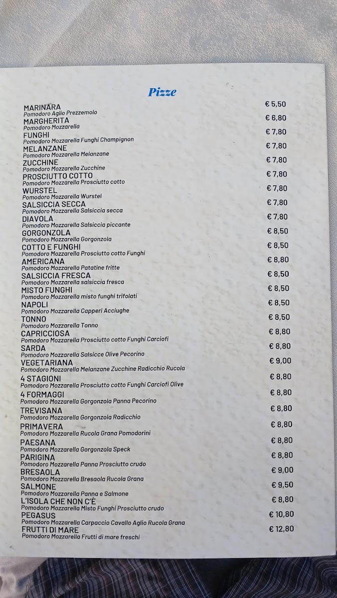 Menu Ristorante-Pizzeria L'isola Che Non C'e-1